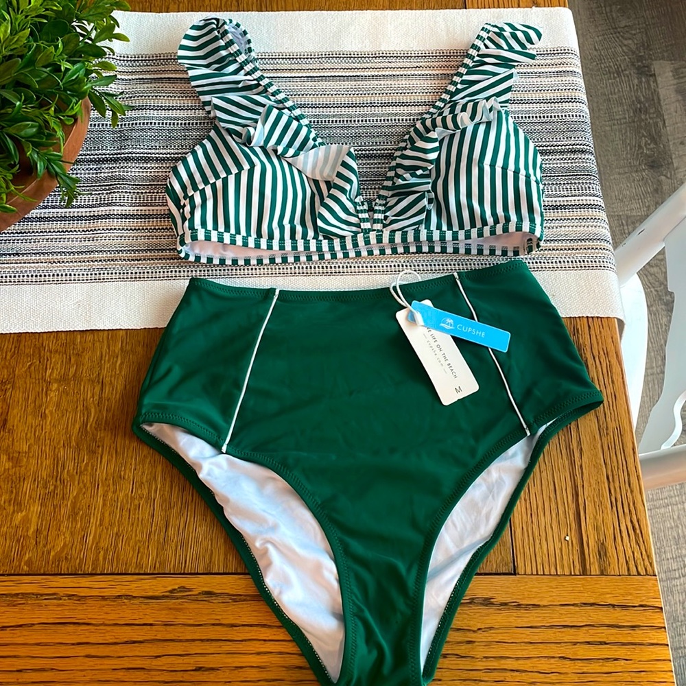 CUPSHE high waist green bikini